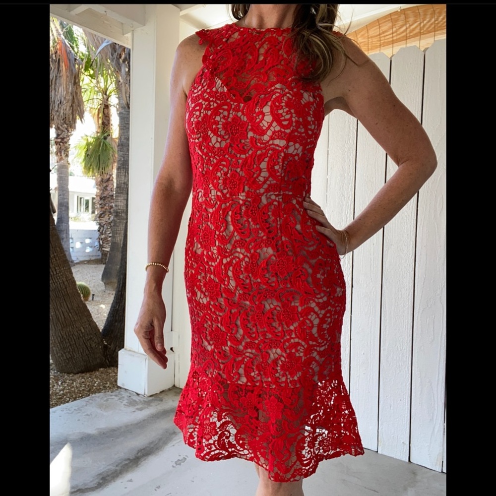 Red lace dress